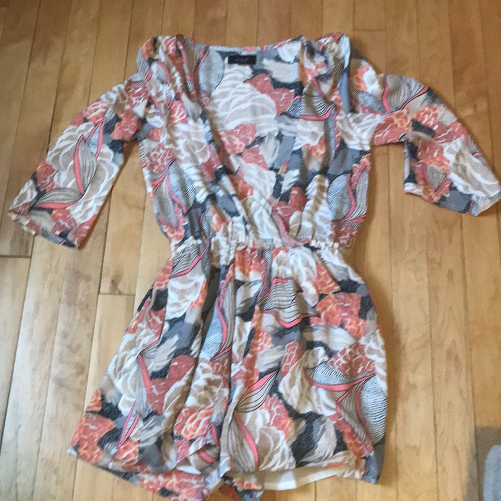 Silk, three quarter length sleeve romper.
